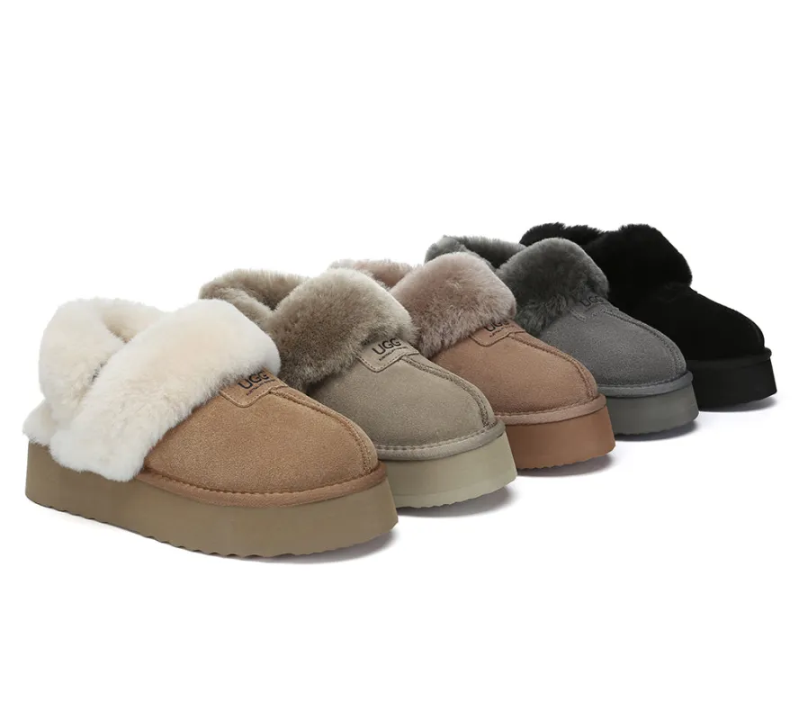 AUSTRALIAN SHEPHERD® 3-Way Style UGG Slippers Women Removable Wool Strap Slingback Platform Suzie sold by UGG Express