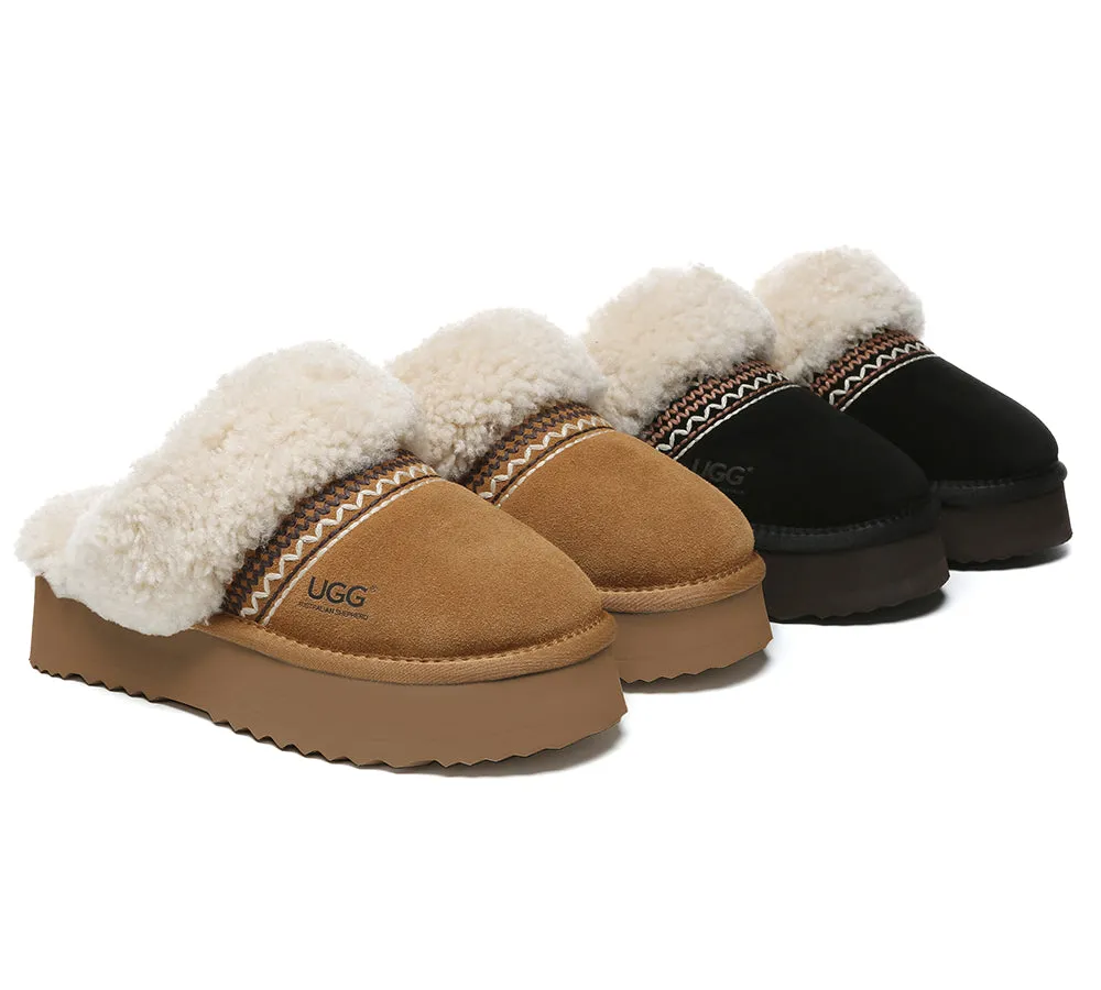 AUSTRALIAN SHEPHERD® UGG Slippers Sheepskin Wool Knitted Platform Isle sold by UGG Express