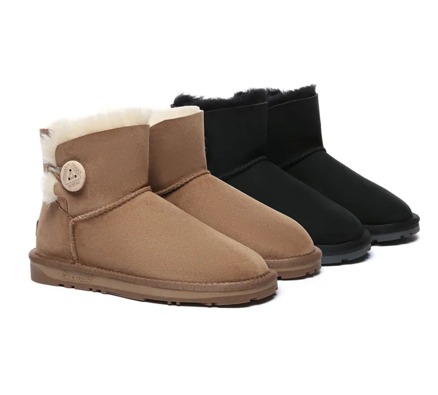 UGG EVERAU® UGG Boots Double Faced Sheepskin Wool Ankle Mini Button sold by UGG Express