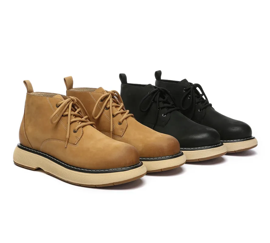 EVERAU® Men Boots Leather Lace Up Casual Shoes Kaarlo sold by UGG Express