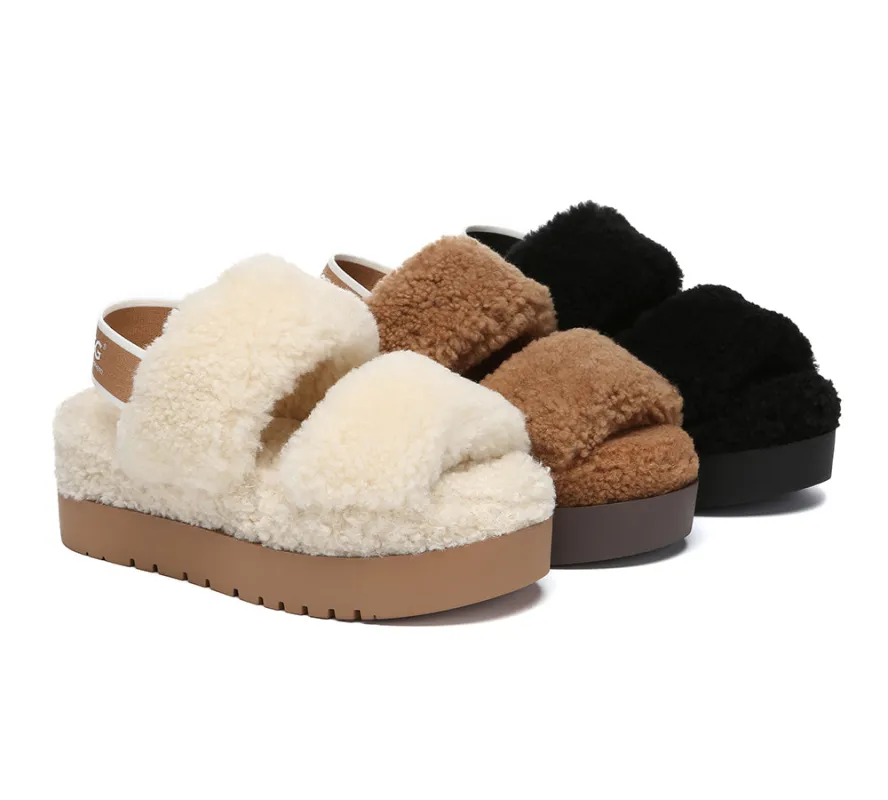 AUSTRALIAN SHEPHERD® UGG Women Double Strap Slingback Platform Fluffy Slides Lyam sold by UGG Express