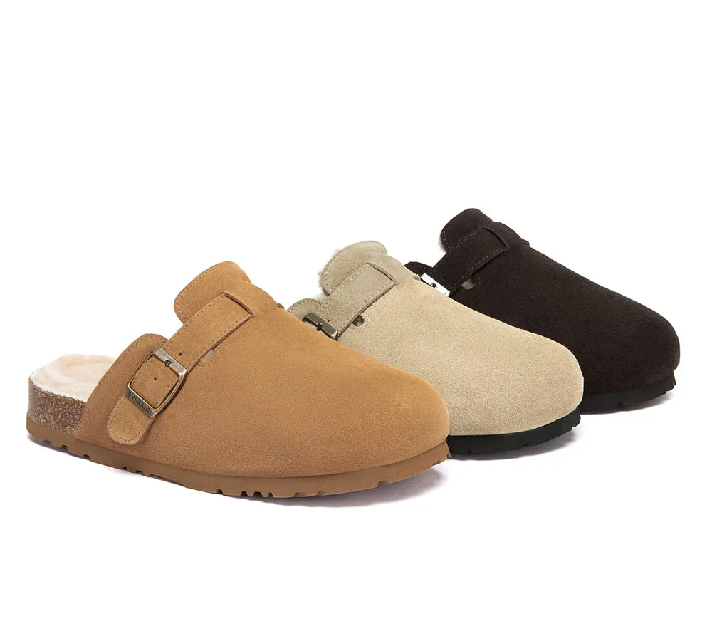 EVERAU® UGG Slippers Sheepskin Wool Adjustable Strap Clog Hazco sold by UGG Express