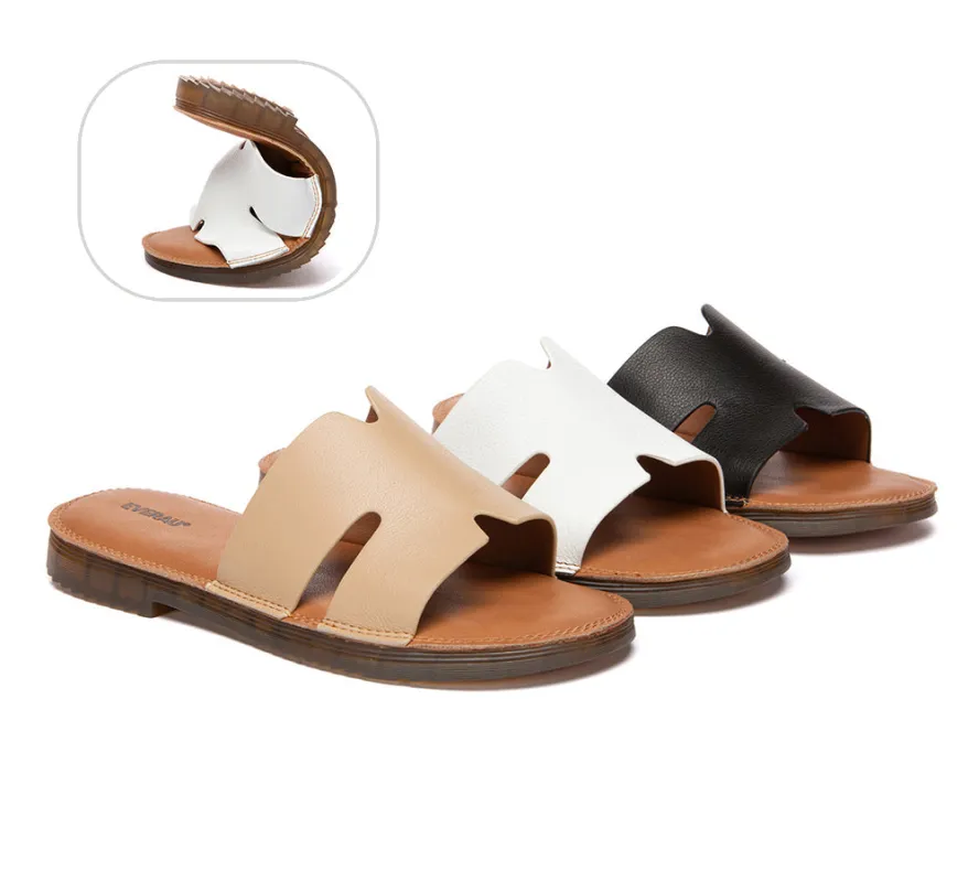 EVERAU® Women Slides Leather Ultra Soft Woven Flat Clovey sold by UGG Express
