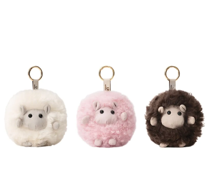 AUSTRALIAN SHEPHERD® Fluffy Wool Sheep Roun Keyring sold by UGG Express