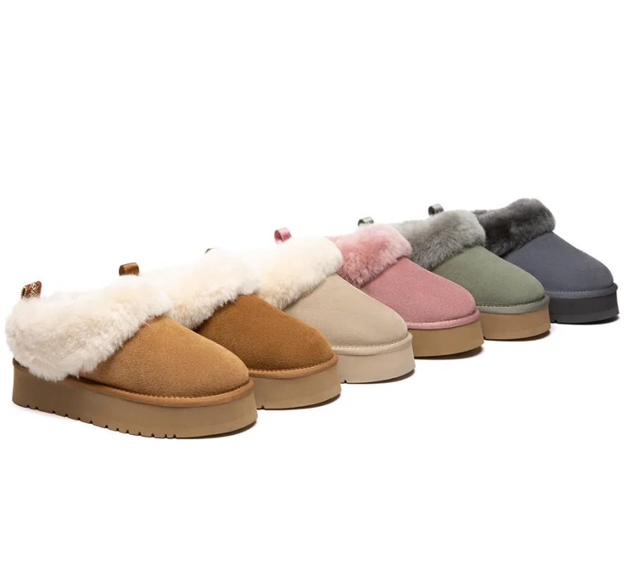 AUSTRALIAN SHEPHERD® UGG Slippers Sheepskin Wool Collar Ankle Platform Glacial sold by UGG Express