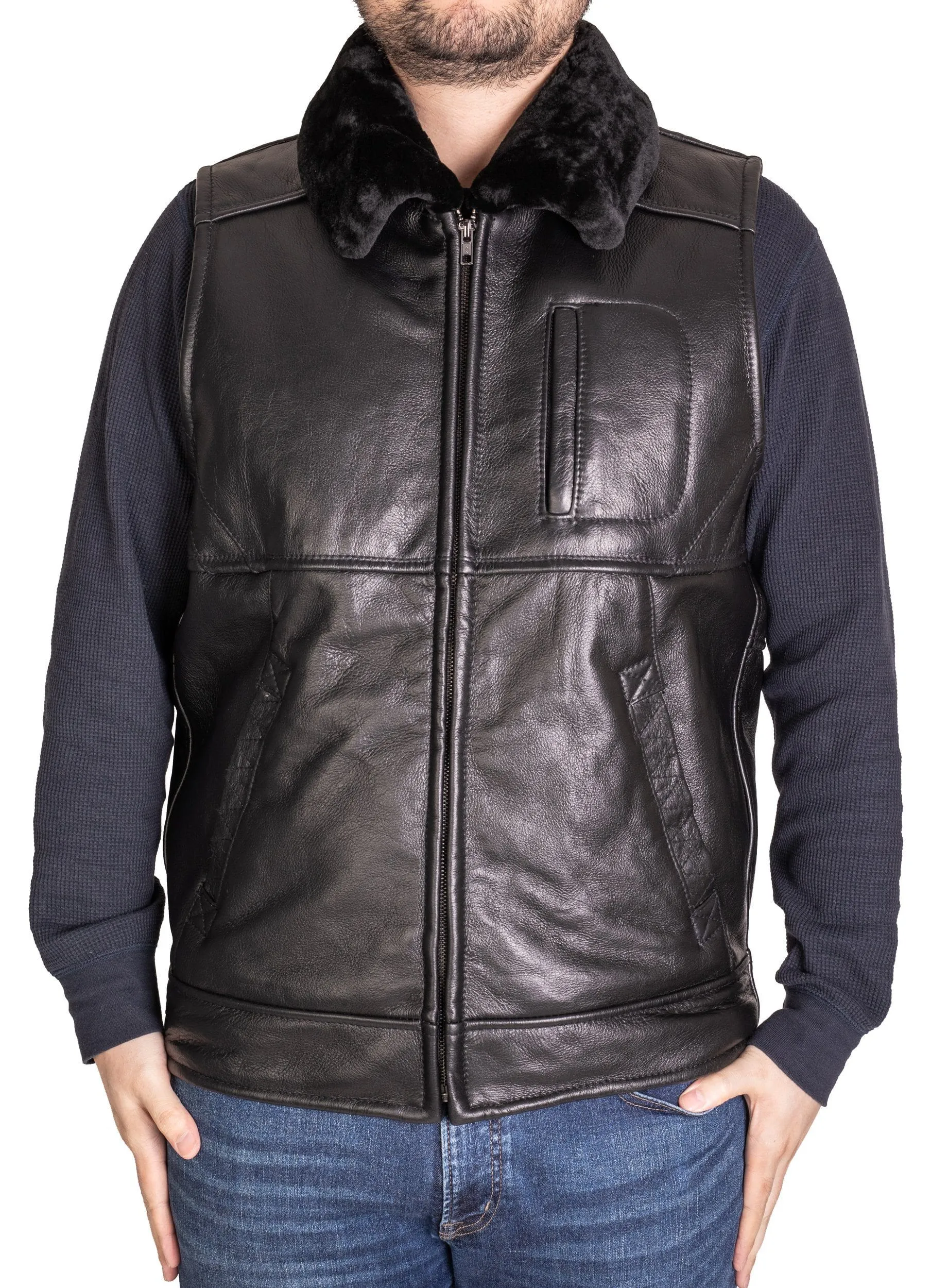 Men Australian Sheepskin Wool Nappa Leather Vest sold by UGG Express product image thumbnail 2