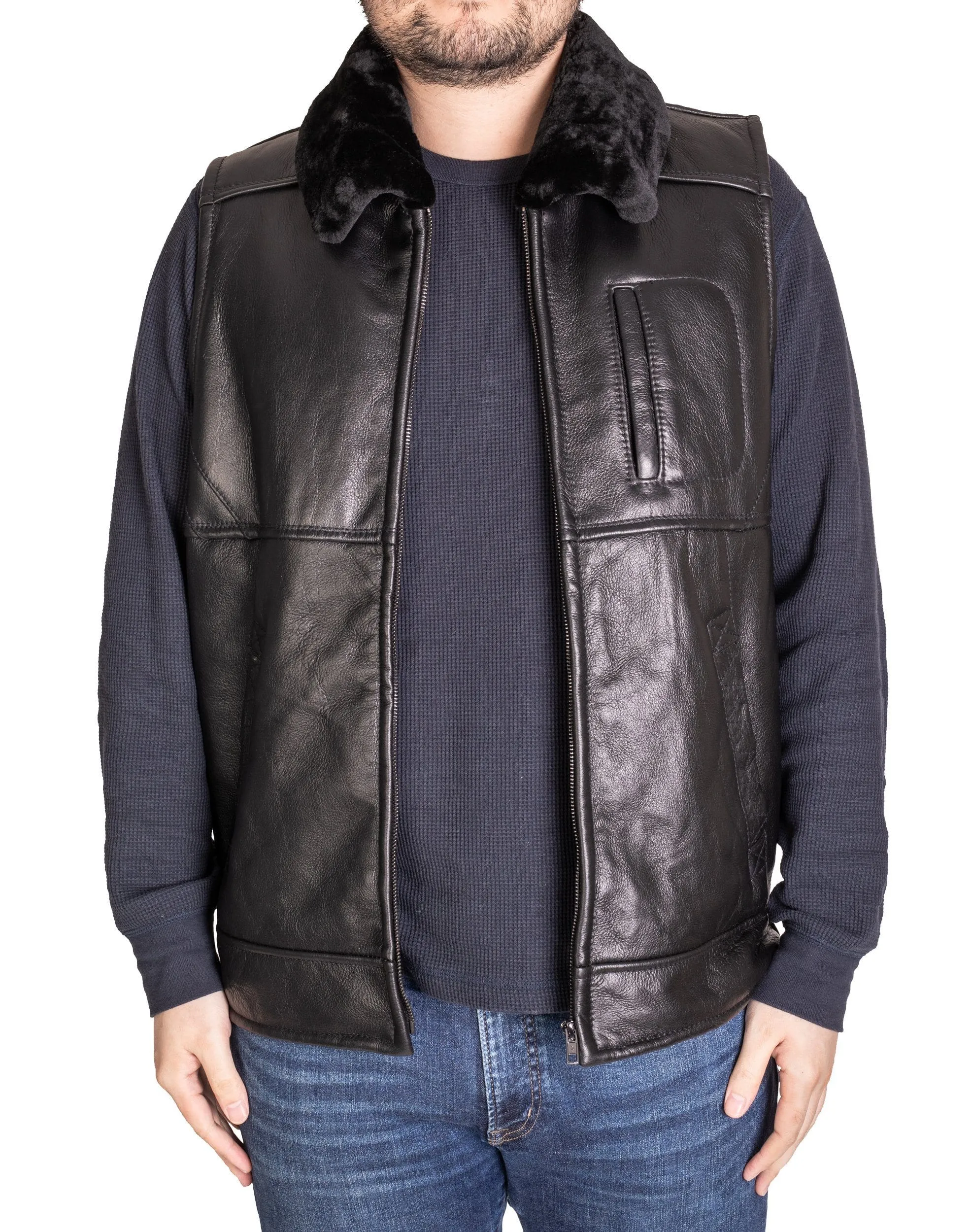 Men Australian Sheepskin Wool Nappa Leather Vest sold by UGG Express product image thumbnail 3