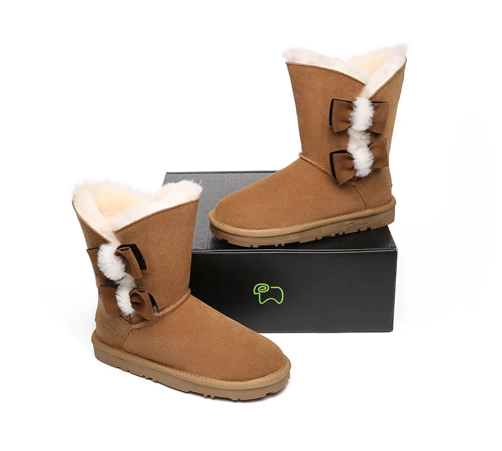 EVERAU® UGG Boots Women Sheepskin Wool Double Bow Eira sold by UGG Express product image thumbnail 5