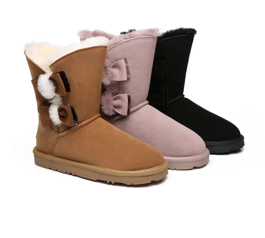 EVERAU® UGG Boots Women Sheepskin Wool Double Bow Eira sold by UGG Express