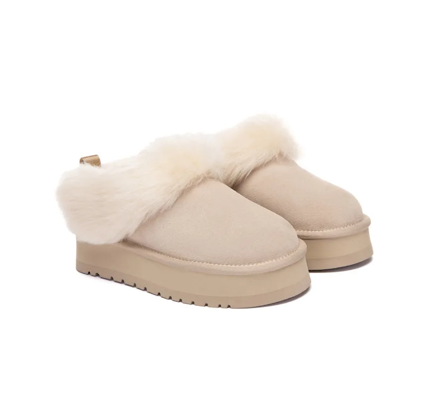 AUSTRALIAN SHEPHERD® UGG Slippers Sheepskin Wool Collar Ankle Platform Mianee sold by UGG Express