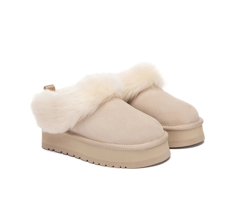 AUSTRALIAN SHEPHERD® UGG Slippers Sheepskin Wool Collar Ankle Platform Mianee sold by UGG Express