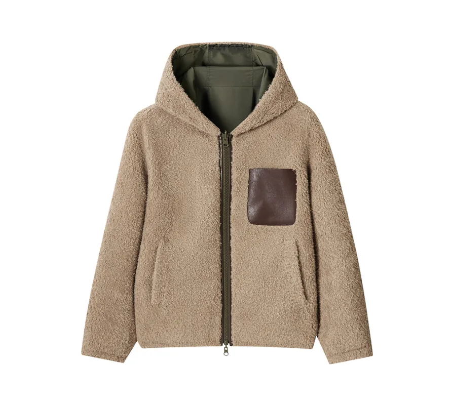 EVERAU® 100% Wool Zip Reversible Jacket Moona made by UGG Express