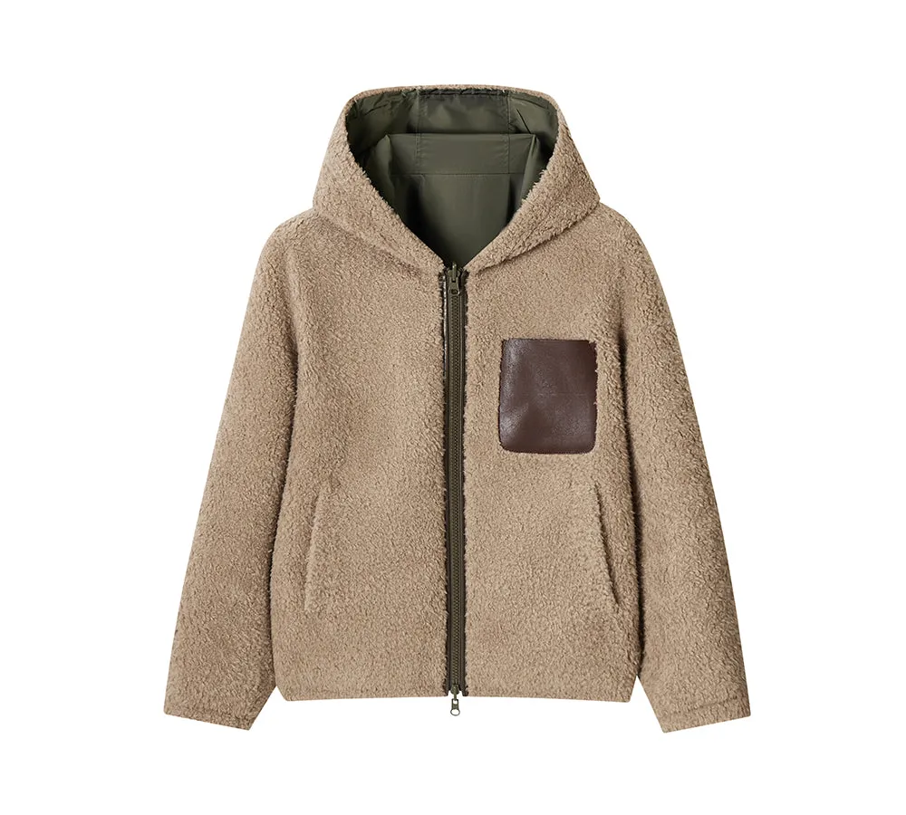 EVERAU® 100% Wool Zip Reversible Jacket Moona sold by UGG Express