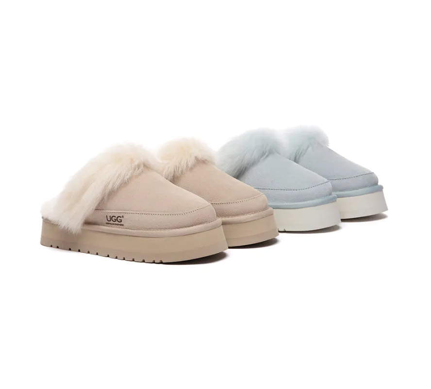 AUSTRALIAN SHEPHERD® UGG Slippers Sheepskin Wool Platform Moress sold by UGG Express