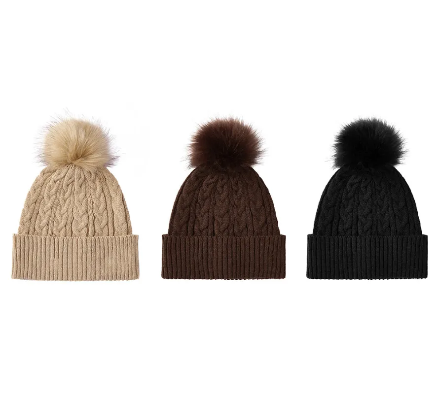 EVERAU® Wool Blend Pom Pom Beanie Conira Hat made by UGG Express
