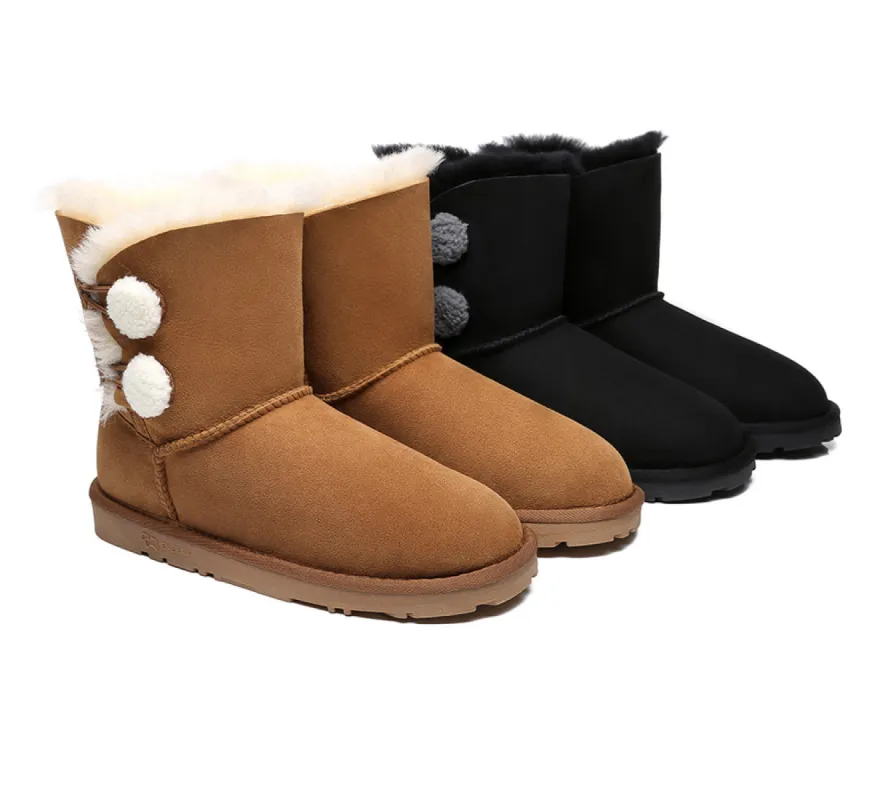 EVERAU® UGG Boots Women Sheepskin Wool Twin Button Mini Espina sold by UGG Express