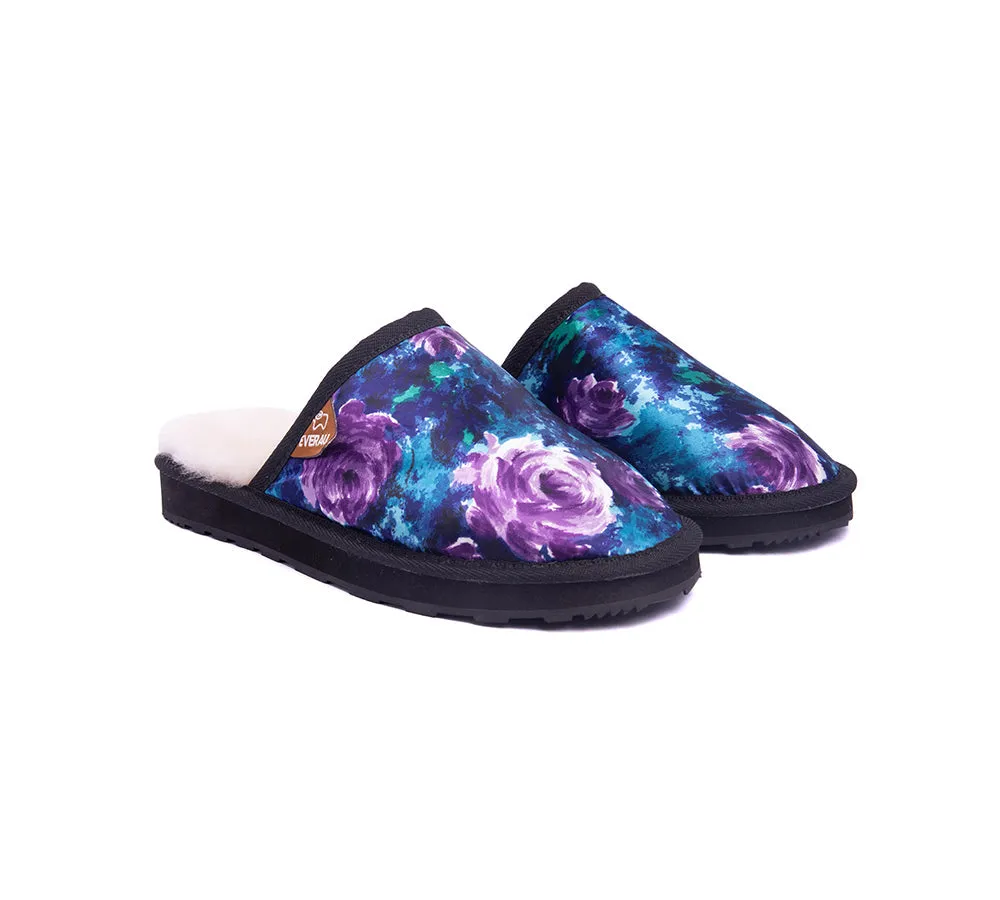 EVERAU® UGG Slippers Sheepskin Wool Purple Flower Patchwork Suede Cruz EU39 sold by UGG Express