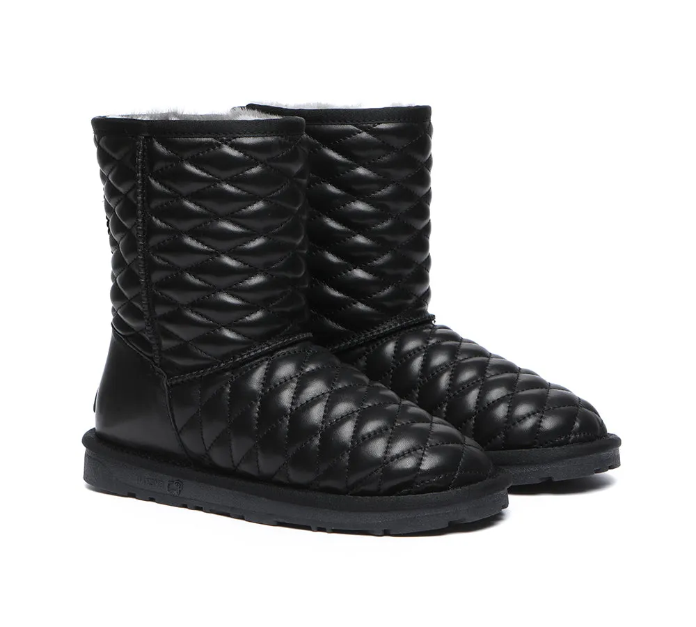 EVERAU® UGG Boots Sheepskin Wool Nappa Leather Diamond Pattern Short Ridgeway sold by UGG Express