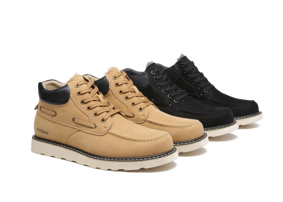 EVERAU®UGG Boots Men Sheepskin Wool Lace Up Ankle Casual Summit sold by UGG Express