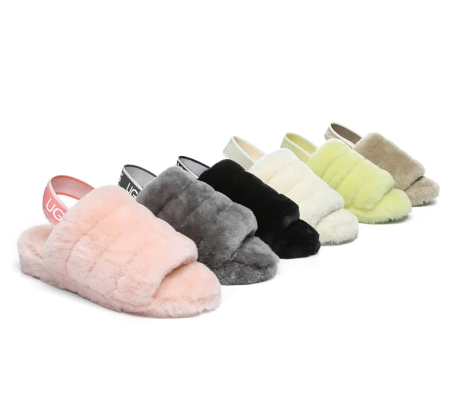 AUSTRALIAN SHEPHERD® UGG Women Slingback Fluffy Slides Puffy sold by UGG Express