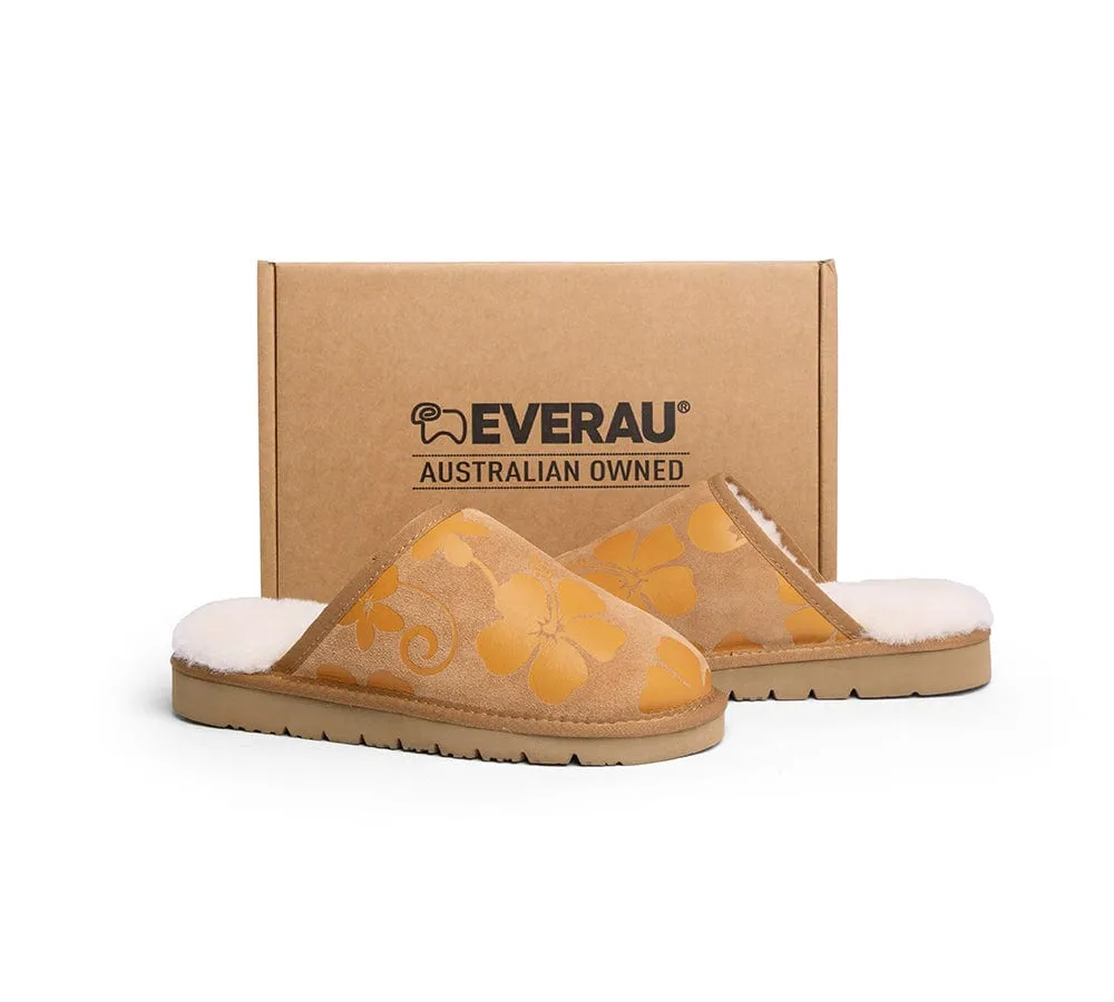 EVERAU® UGG Slippers Sheepskin Wool Yellow Floral Print Suede Cruz EU39 sold by UGG Express product image thumbnail 3