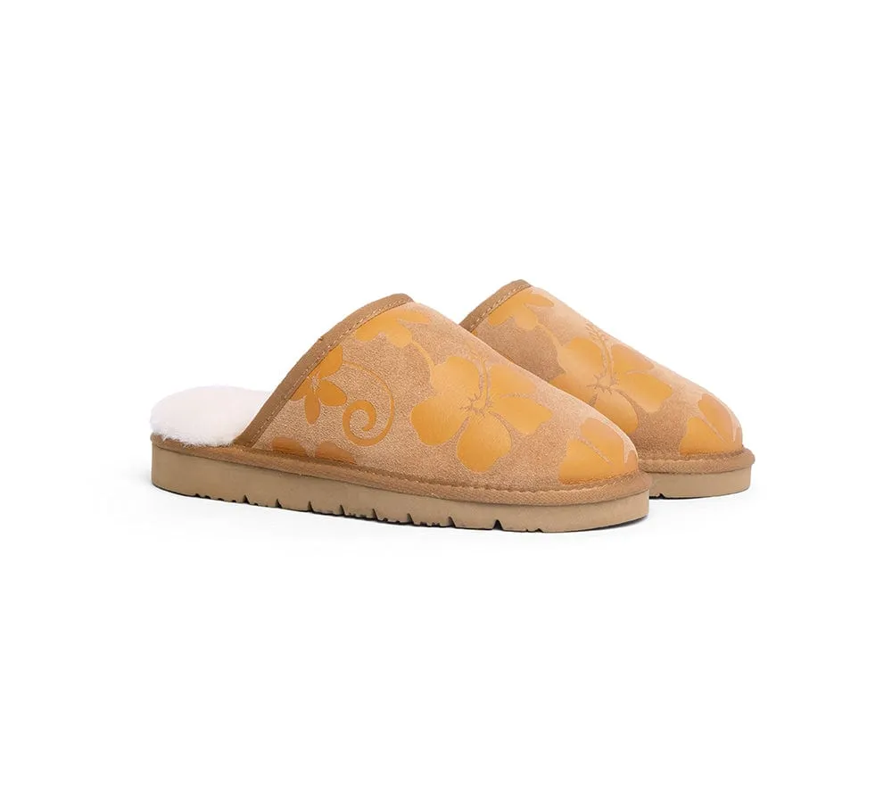 EVERAU® UGG Slippers Sheepskin Wool Yellow Floral Print Suede Cruz EU39 sold by UGG Express