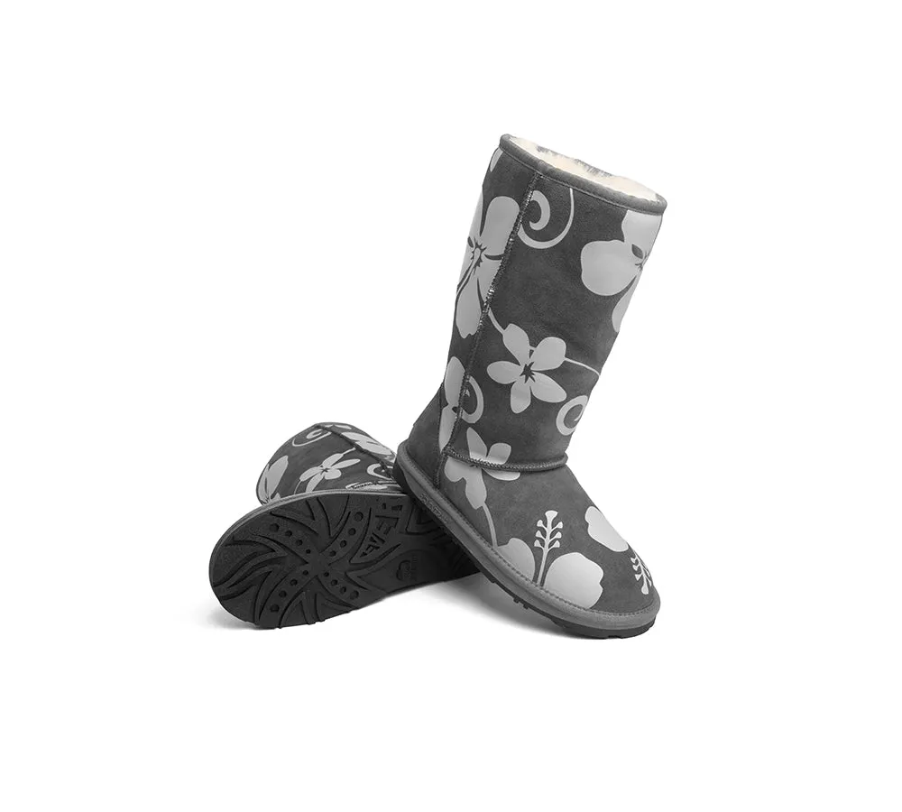 EVERAU® UGG Boots Sheepskin Wool Grey Floral Print Tall Classic Suede EU41 sold by UGG Express product image thumbnail 2