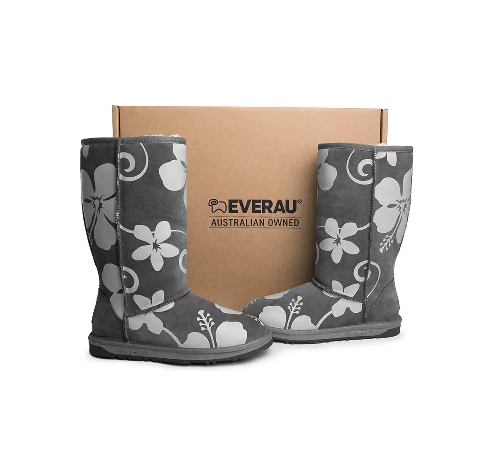 EVERAU® UGG Boots Sheepskin Wool Grey Floral Print Tall Classic Suede EU41 sold by UGG Express product image thumbnail 3