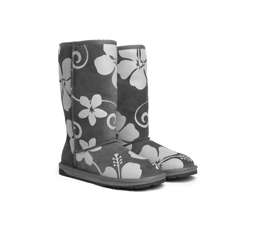 EVERAU® UGG Boots Sheepskin Wool Grey Floral Print Tall Classic Suede EU41 sold by UGG Express