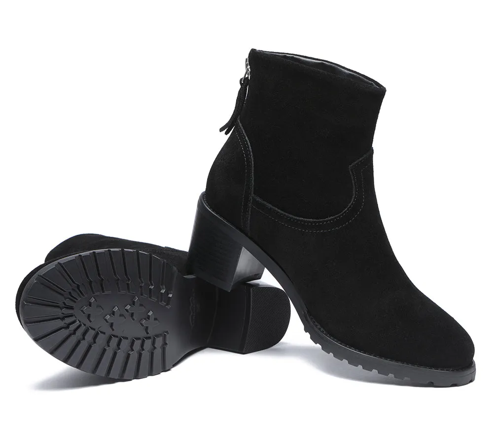 TARRAMARRA® Women Leather Sheepskin Wool Zipper Block Heel Black Ankle Boots Galena sold by UGG Express product image thumbnail 3