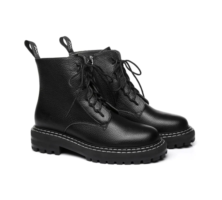 TARRAMARRA® Women Leather Zipper Black Chunky Boots Leona sold by UGG Express