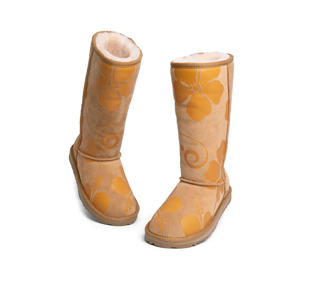 EVERAU® UGG Boots Sheepskin Wool Yellow Floral Print Tall Classic Suede EU41 sold by UGG Express product image thumbnail 4