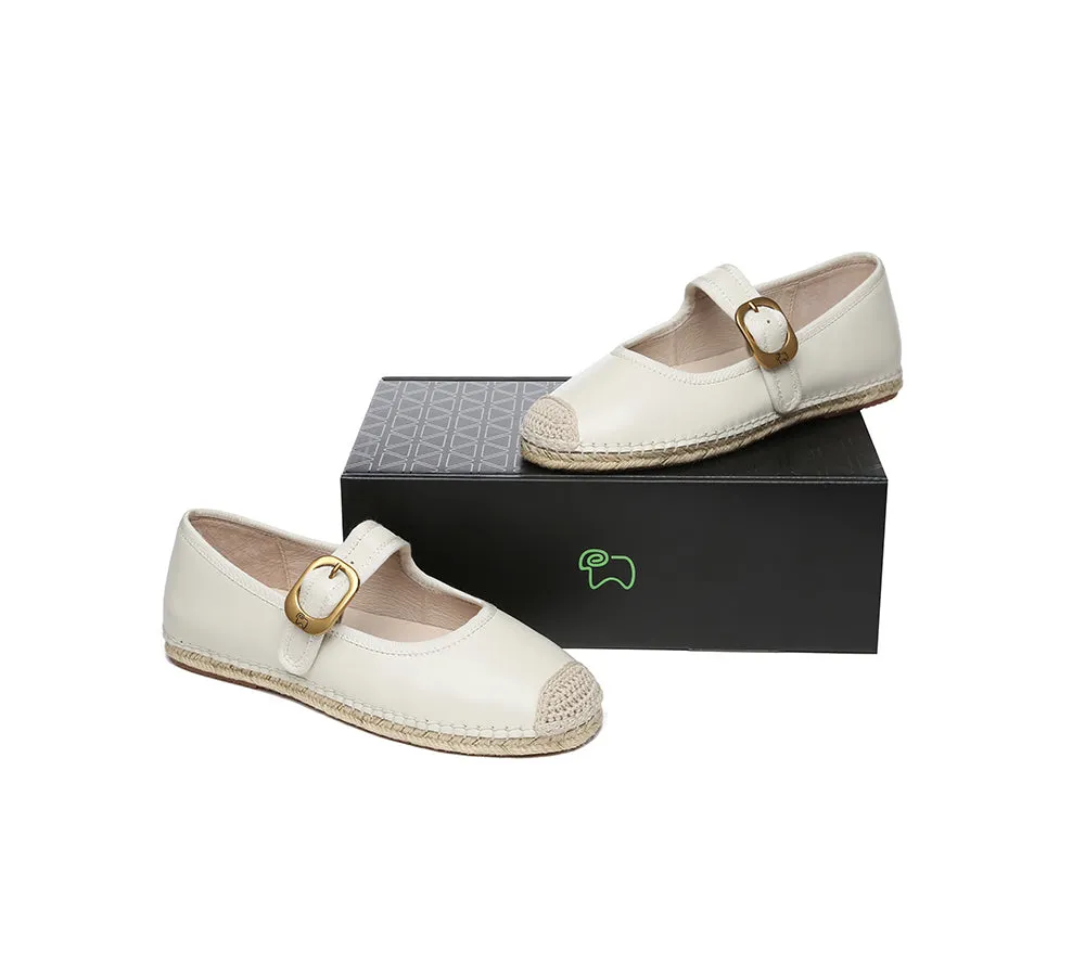 EVERAU® Women Leather Adjustable Buckle Flat Espadrilles Mila sold by UGG Express product image thumbnail 5