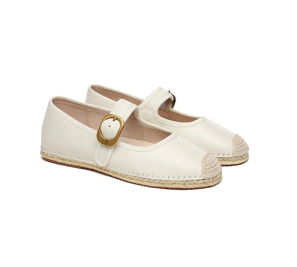 EVERAU® Women Leather Adjustable Buckle Flat Espadrilles Mila sold by UGG Express product image thumbnail 3