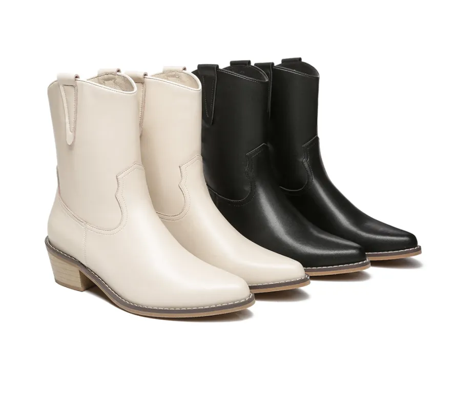 TARRAMARRA® Women Leather Block Heel Mid Calf Boots Claudia sold by UGG Express