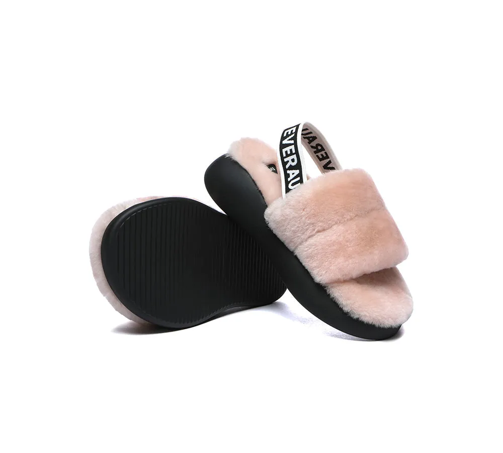 EVERAU® UGG Women Sheepskin Wool Slingback Wedge Fluffy Slides Miss Ever sold by UGG Express product image thumbnail 3