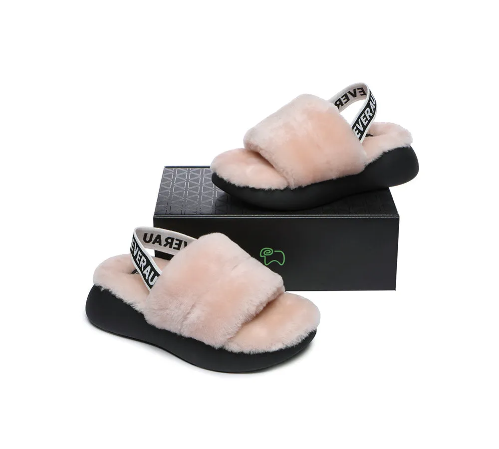 EVERAU® UGG Women Sheepskin Wool Slingback Wedge Fluffy Slides Miss Ever sold by UGG Express product image thumbnail 4