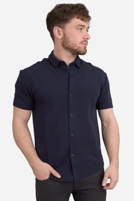 Flex Short Sleeve Button Down Shirt Navy sold by Under 510