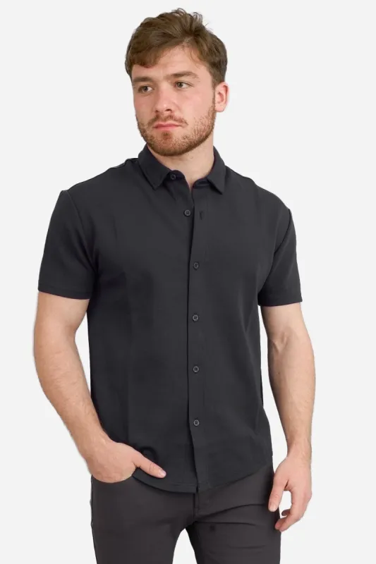 Flex Short Sleeve Button Down Shirt Black sold by Under 510