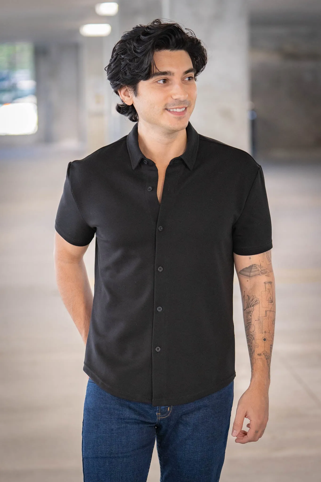 Flex Short Sleeve Button Down Shirt Black sold by Under 510 product image thumbnail 2