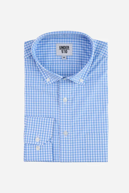 Micro Check Button Down Shirt Light Blue sold by Under 510