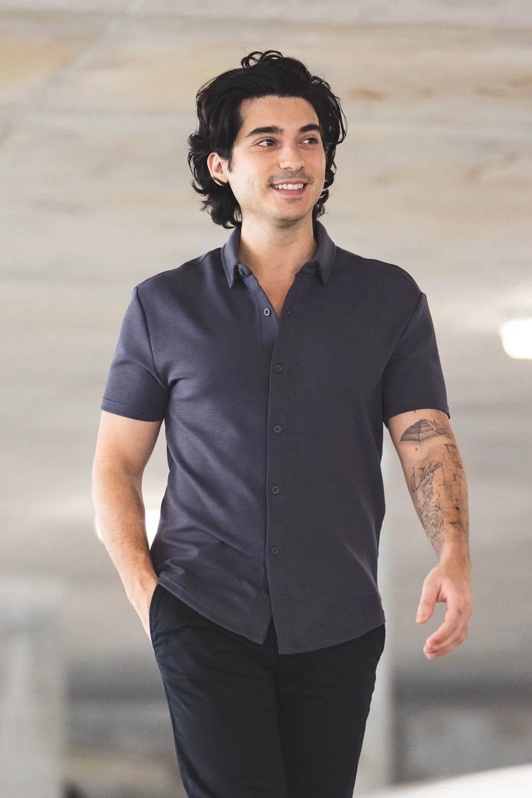 Flex Short Sleeve Button Down Shirt Charcoal sold by Under 510 product image thumbnail 2