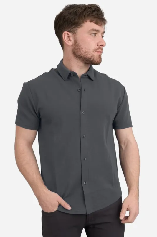 Flex Short Sleeve Button Down Shirt Charcoal sold by Under 510