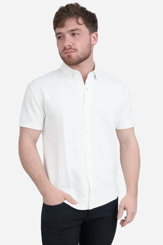 Flex Short Sleeve Button Down Shirt White sold by Under 510