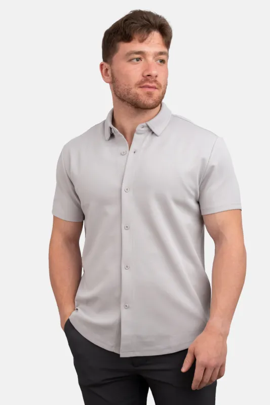 Flex Short Sleeve Button Down Shirt Gray Mist sold by Under 510