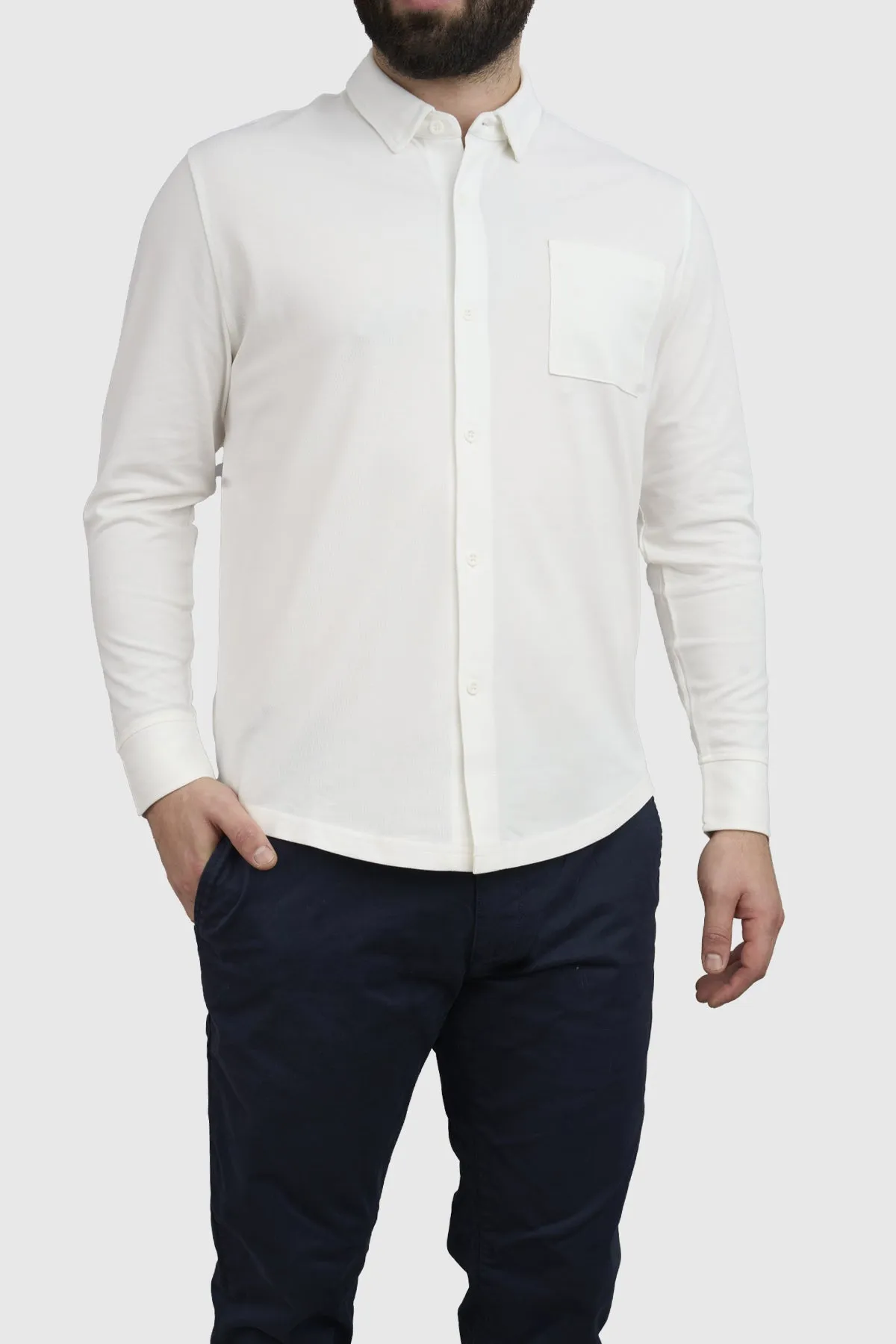 Performance Pique Button Down Shirt White sold by Under 510