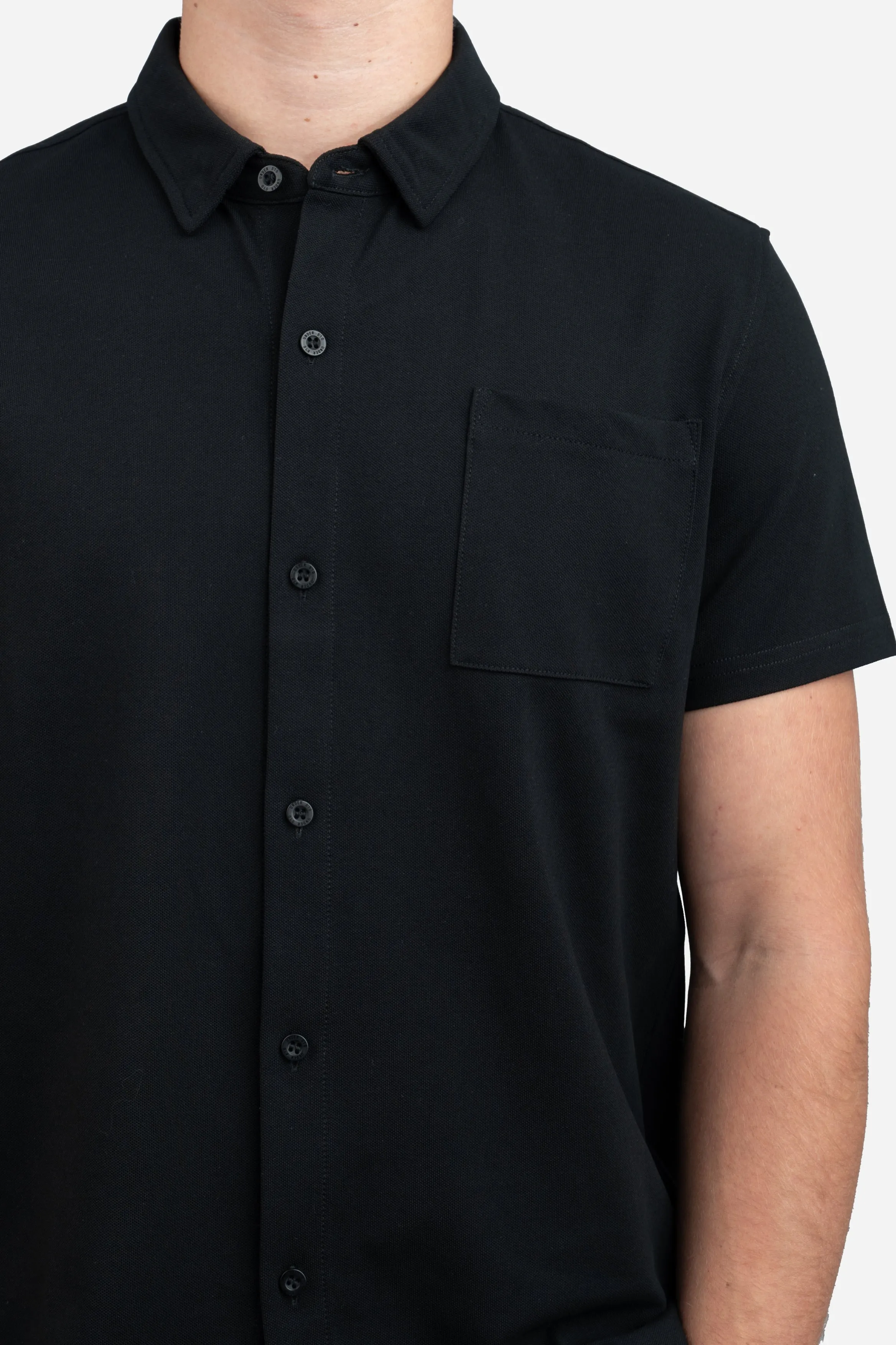 Performance Pique Short Sleeve Button Down Shirt Black sold by Under 510 product image thumbnail 2