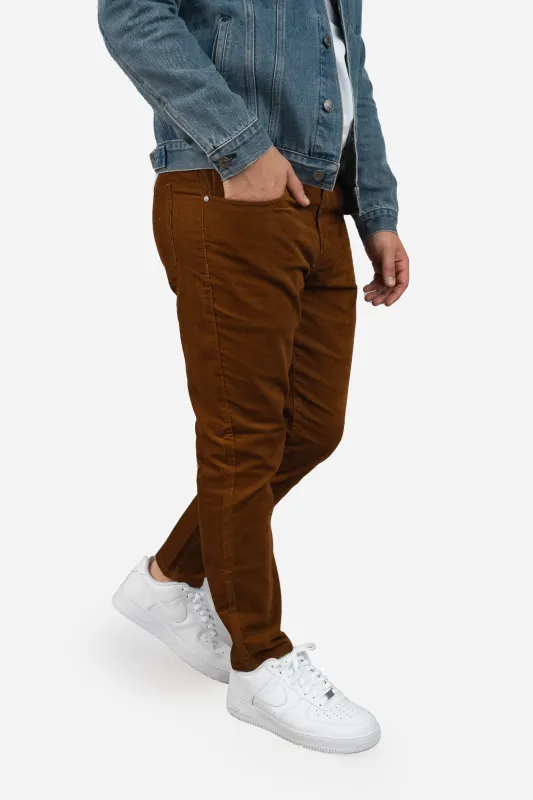 Stretch Cord 5 Pocket Pants Caramel sold by Under 510