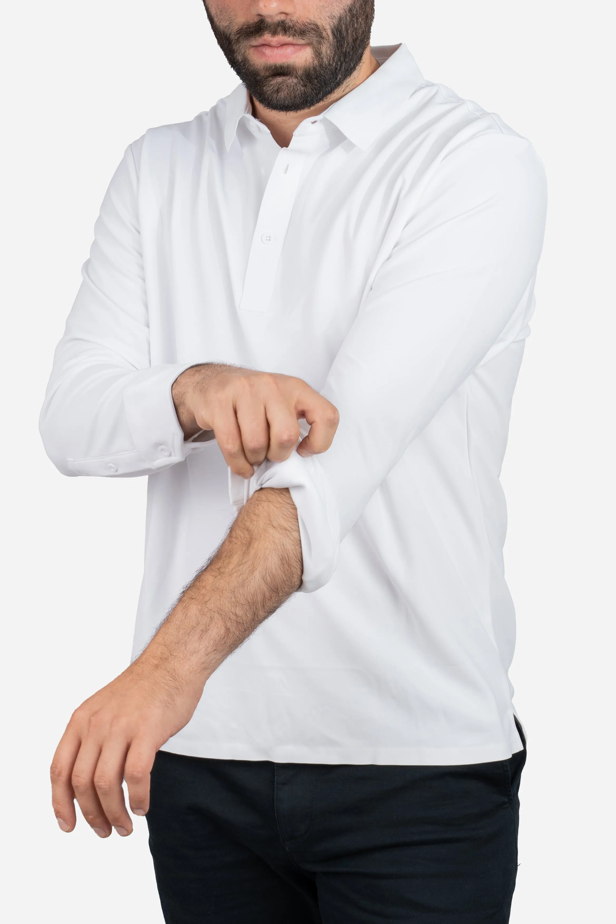Long Sleeve Tech Polo White sold by Under 510 product image thumbnail 2