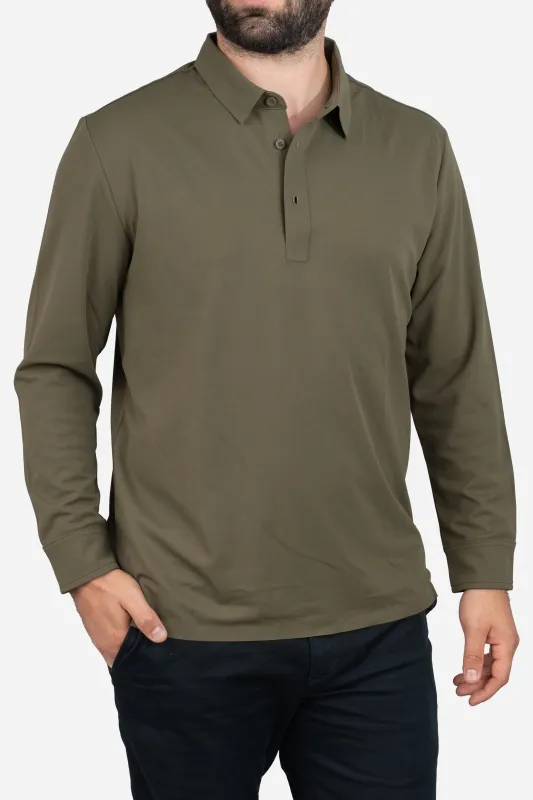 Long Sleeve Tech Polo Olive sold by Under 510